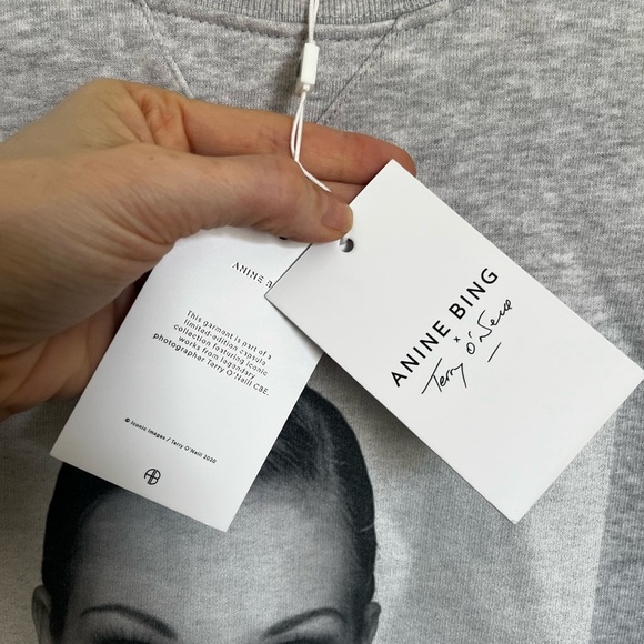Anine Bing NWT Terry O’Neill Kate Moss Graphic Pullover Sweatshirt Gray Medium - Picture 6 of 11